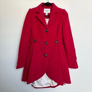 American Rag Red Fit Flare Princess Coat Faux Fur Collar Peacoat Small